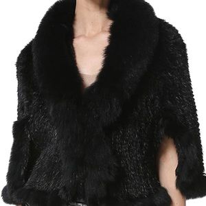 Rabbit Hair with Mink Trim Shrug